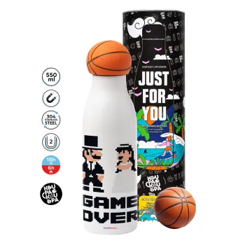 8bit Game Over Couple Wedding, Μπάλα μπάσκετ μεταλλικό παγούρι θερμός, διπλού τοιχώματος, 550ml