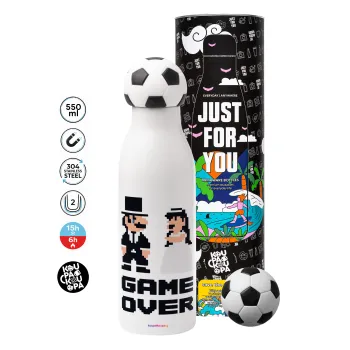 8bit Game Over Couple Wedding, Μπάλα ποδοσφαίρου μεταλλικό παγούρι θερμός, διπλού τοιχώματος, 550ml