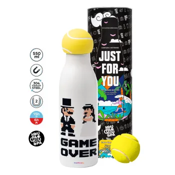 8bit Game Over Couple Wedding, Μπάλα τένις μεταλλικό παγούρι θερμός, διπλού τοιχώματος, 550ml