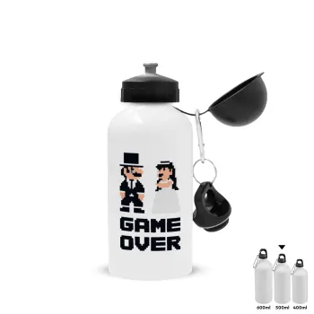 8bit Game Over Couple Wedding, Μεταλλικό παγούρι νερού, Λευκό, αλουμινίου 500ml