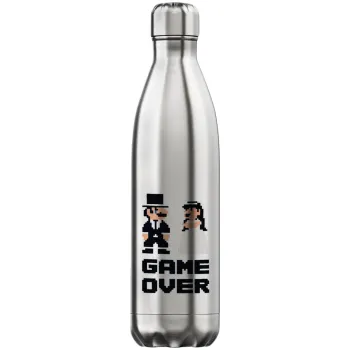 8bit Game Over Couple Wedding, Μεταλλικό παγούρι θερμός Inox (Stainless steel), διπλού τοιχώματος, 750ml