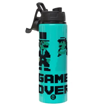 8bit Game Over Couple Wedding, Μεταλλικό παγούρι νερού με καπάκι ασφαλείας, αλουμινίου 850ml