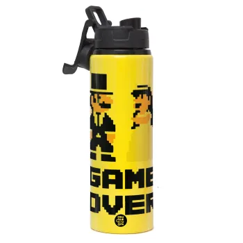 8bit Game Over Couple Wedding, Μεταλλικό παγούρι νερού με καπάκι ασφαλείας, αλουμινίου 850ml