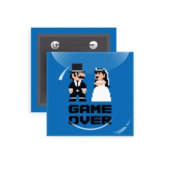 8bit Game Over Couple Wedding, Κονκάρδα παραμάνα τετράγωνη 5x5cm