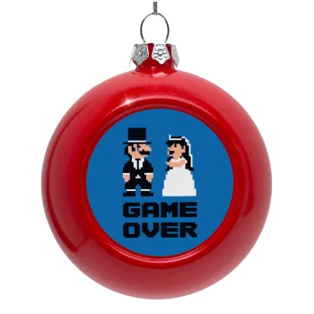 8bit Game Over Couple Wedding, Στολίδι Χριστουγεννιάτικη μπάλα δένδρου Κόκκινη 8cm