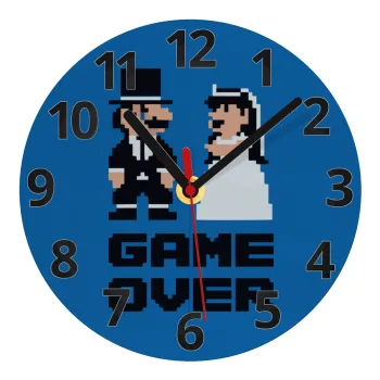 8bit Game Over Couple Wedding, Ρολόι τοίχου γυάλινο (20cm)
