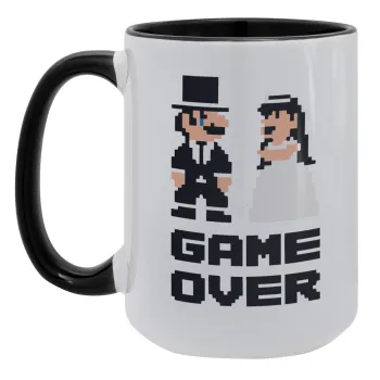8bit Game Over Couple Wedding, Κούπα Mega 15oz, κεραμική Μαύρη, 450ml