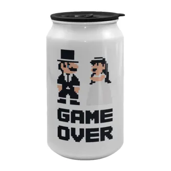 8bit Game Over Couple Wedding, Κούπα ταξιδιού μεταλλική με καπάκι (tin-can) 500ml