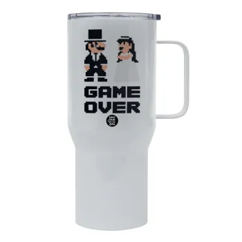 8bit Game Over Couple Wedding, Mega Stainless steel Tumbler with lid, double wall 750L