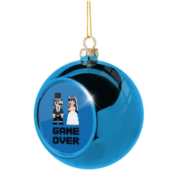 8bit Game Over Couple Wedding, Blue Christmas tree ball ornament 8cm