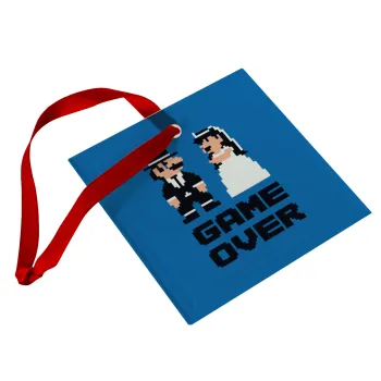 8bit Game Over Couple Wedding, Christmas ornament, glass square ornament 9x9cm