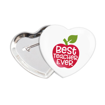 best teacher ever, apple!, Κονκάρδα παραμάνα καρδιά (57x52mm)