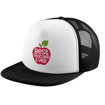 best teacher ever, apple!, Καπέλο Soft Trucker με Δίχτυ Black/White 