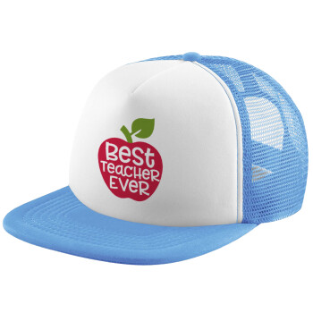best teacher ever, apple!, Καπέλο Soft Trucker με Δίχτυ Γαλάζιο/Λευκό