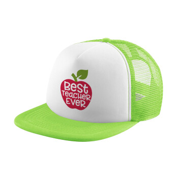 best teacher ever, apple!, Καπέλο Soft Trucker με Δίχτυ Πράσινο/Λευκό