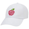 best teacher ever, apple!, Καπέλο ενηλίκων Jockey Λευκό (snapback, 5-φύλλο, unisex)