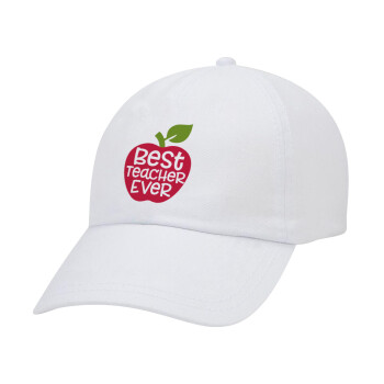 best teacher ever, apple!, Καπέλο ενηλίκων Jockey Λευκό (snapback, 5-φύλλο, unisex)