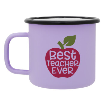 best teacher ever, apple!, Κούπα Μεταλλική εμαγιέ ΜΑΤ Light Pastel Purple 360ml