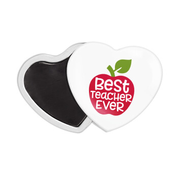 best teacher ever, apple!, Μαγνητάκι καρδιά (57x52mm)