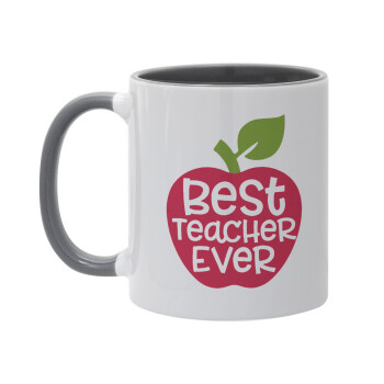best teacher ever, apple!, Mug colored grey, ceramic, 330ml