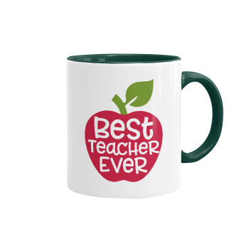 best teacher ever, apple!, Mug colored green, ceramic, 330ml