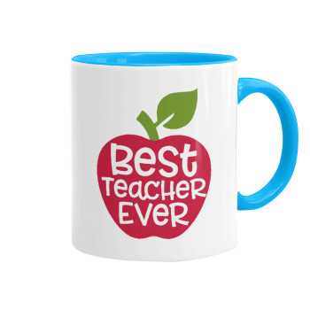 best teacher ever, apple!, Mug colored light blue, ceramic, 330ml