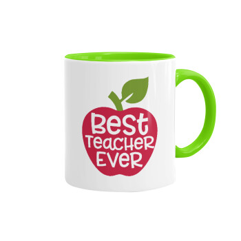 best teacher ever, apple!, Mug colored light green, ceramic, 330ml