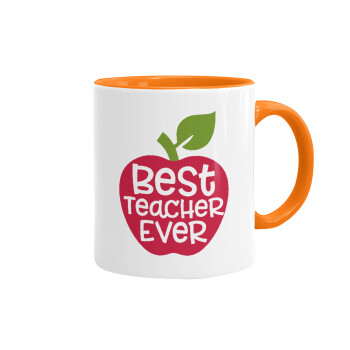 best teacher ever, apple!, Mug colored orange, ceramic, 330ml