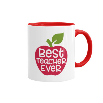 best teacher ever, apple!, Mug colored red, ceramic, 330ml