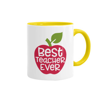best teacher ever, apple!, Mug colored yellow, ceramic, 330ml