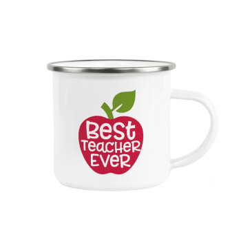 best teacher ever, apple!, Κούπα Μεταλλική εμαγιέ λευκη 360ml