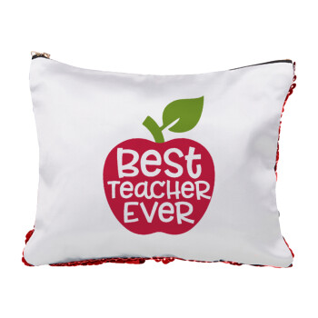 best teacher ever, apple!, Τσαντάκι νεσεσέρ με πούλιες (Sequin) Κόκκινο