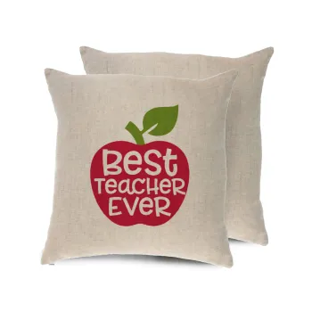 best teacher ever, apple!, Μαξιλάρι καναπέ ΛΙΝΟ 40x40cm περιέχεται το  γέμισμα