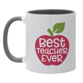 best teacher ever, apple!, Κούπα χρωματιστή γκρι, κεραμική, 330ml