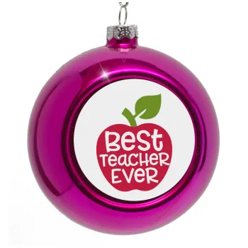 best teacher ever, apple!, Purple Christmas tree ornament bauble 8cm