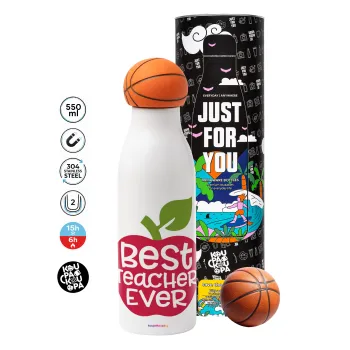 best teacher ever, apple!, Bascetball Metal mug thermos, double wall, 550ml