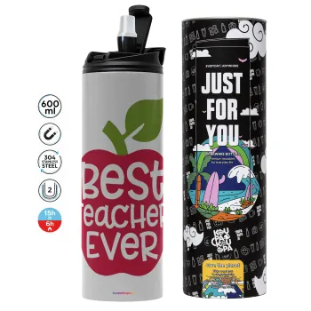 best teacher ever, apple!, Tumbler stainless steel GREY 600ml