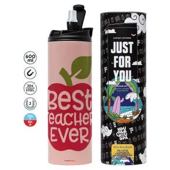 best teacher ever, apple!, Tumbler stainless steel PINK 600ml