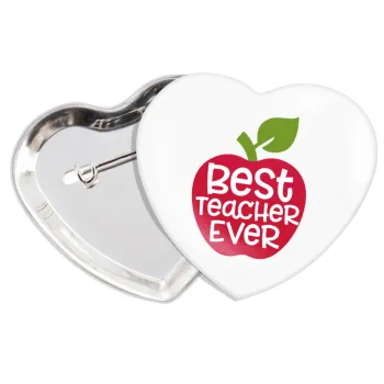 best teacher ever, apple!, Κονκάρδα παραμάνα καρδιά (57x52mm)