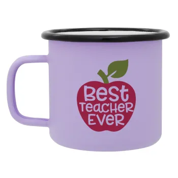 best teacher ever, apple!, Κούπα Μεταλλική εμαγιέ ΜΑΤ Light Pastel Purple 360ml