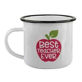 best teacher ever, apple!, Κούπα εμαγιέ με μαύρο χείλος 360ml
