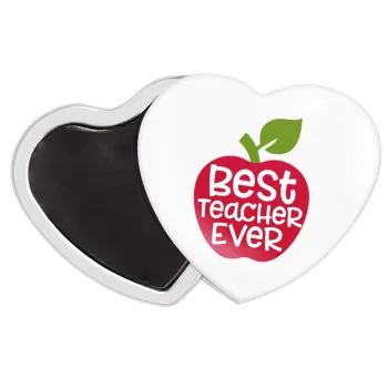best teacher ever, apple!, Μαγνητάκι καρδιά (57x52mm)