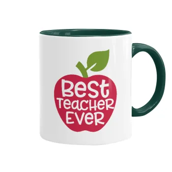 best teacher ever, apple!, Mug colored green, ceramic, 330ml