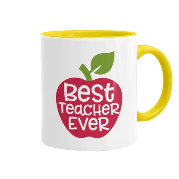 best teacher ever, apple!, Mug colored yellow, ceramic, 330ml