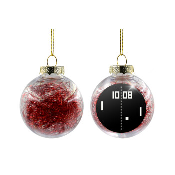 PONG, Χριστουγεννιάτικη μπάλα δένδρου διάφανη με κόκκινο γέμισμα 8cm