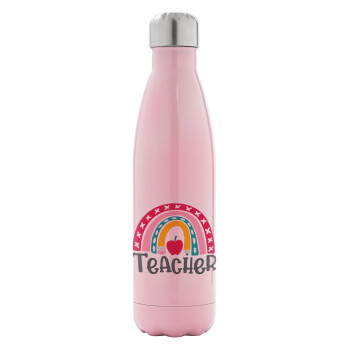 Rainbow teacher, Metal mug thermos Pink Iridiscent (Stainless steel), double wall, 500ml