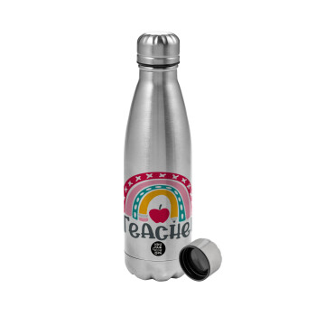 Rainbow teacher, Metallic water bottle, stainless steel, 750ml