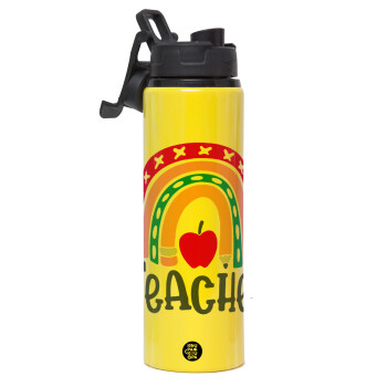 Rainbow teacher, Metallic water bottle with safety lid, 850ml aluminum