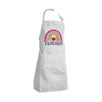 Rainbow teacher, Adult Chef Apron (with sliders and 2 pockets)