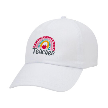 Rainbow teacher, Καπέλο Baseball Λευκό (5-φύλλο, unisex)